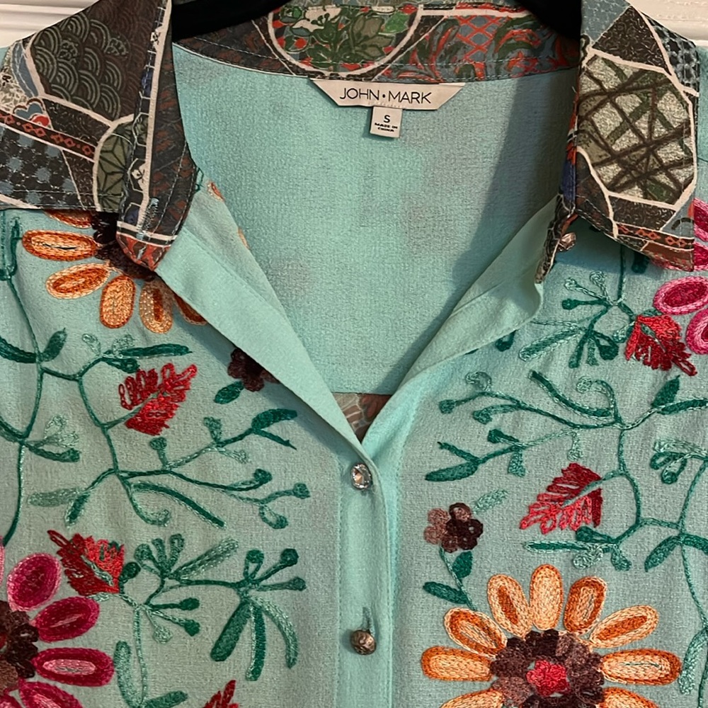 Tunic length button up blouse